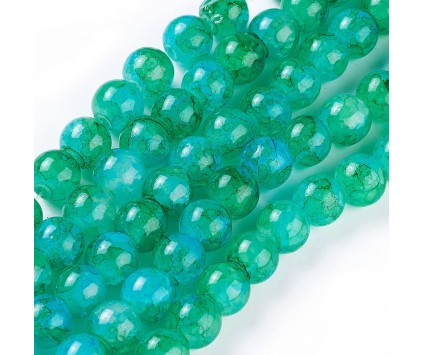 KORALIKI SZKLANE MARMURKI MLECZNE 8mm 50szt DO BRANSOLETEK RÓŻAŃCA MORSKIE