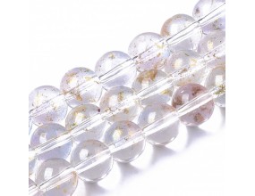 KORALIKI SZKLANE ZE ZŁOTYMI PŁATKAMI 8mm 50szt DO BRANSOLETEK RÓŻAŃCA TĘCZO