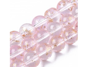 KORALIKI SZKLANE ZE ZŁOTYMI PŁATKAMI 8mm 50szt DO BRANSOLETEK RÓŻAŃCA RÓŻ J