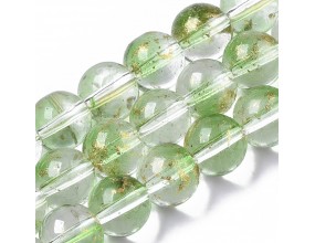 KORALIKI SZKLANE ZE ZŁOTYMI PŁATKAMI 8mm 50szt DO BRANSOLETEK RÓŻAŃCA ZIELO
