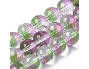 KORALIKI SZKLANE ZE ZŁOTYMI PŁATKAMI 8mm 50szt DO BRANSOLETEK RÓŻAŃCA  FIOL