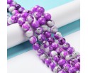 KORALIKI SZKLANE NICI PLAMISTE 8mm 50szt DO BRANSOLETEK RÓŻAŃCA FIOLETOWE