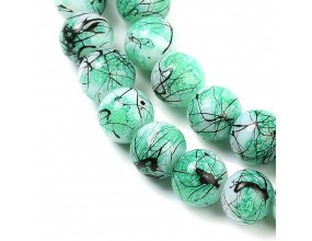 KORALIKI SZKLANE NICI PLAMISTE 8mm 50szt DO BRANSOLETEK RÓŻAŃCA SELEDYNOWE