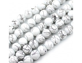 KORALIKI SZKLANE POWLEKANE NICI 8mm 50szt DO BRANSOLETEK RÓŻAŃCA BIAŁE