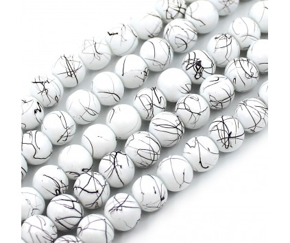 KORALIKI SZKLANE POWLEKANE NICI 8mm 50szt DO BRANSOLETEK RÓŻAŃCA BIAŁE