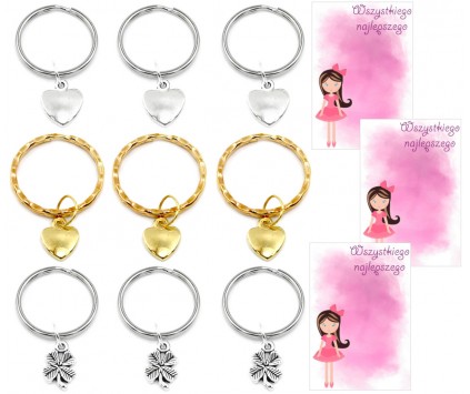 BRELOKI BRELOCZKI SERCA PODZIĘKOWANIE PREZENT DZIEŃ BABCI WALENTYNKI 9szt