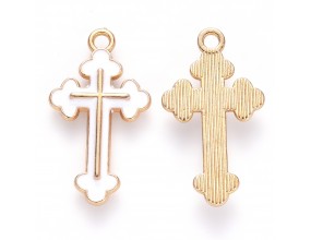 ZAWIESZKA MEDALIK WISIOREK KRZYŻ KRZYŻYK EMALIOWANY BIAŁY DO RÓŻAŃCA 1szt