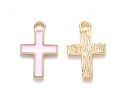 ZAWIESZKI MEDALIKI KRZYŻE KRZYŻYKI EMALIOWANE DO RÓŻAŃCA 2szt RÓŻOWE