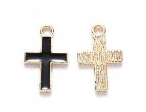 ZAWIESZKI MEDALIKI KRZYŻE KRZYŻYKI EMALIOWANE DO RÓŻAŃCA 2szt CZARNE