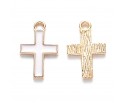 ZAWIESZKI MEDALIKI KRZYŻE KRZYŻYKI EMALIOWANE DO RÓŻAŃCA 2szt BIAŁE