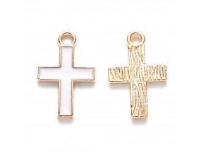 ZAWIESZKI MEDALIKI KRZYŻE KRZYŻYKI EMALIOWANE DO RÓŻAŃCA 2szt BIAŁE