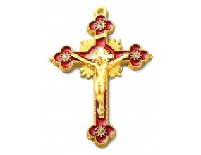 DUŻY PIĘKNY EMALIOWANY KRZYŻ KRZYŻYK ZAWIESZKA DO RÓŻAŃCA 53mm 1szt CYRKONI