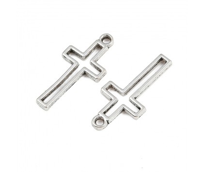 ZAWIESZKA MEDALIK WISIOREK KRZYŻ KRZYŻYK 23mm DO RÓŻAŃCA NA RÓŻANIEC 2szt