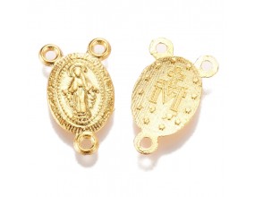 ŁĄCZNIKI DO RÓŻAŃCA ROZDZIELACZ MEDALIK MARYJA MATKA BOSKA METAL ZŁOTY 3szt