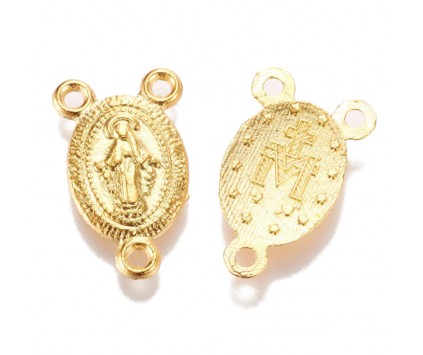 ŁĄCZNIKI DO RÓŻAŃCA ROZDZIELACZ MEDALIK MARYJA MATKA BOSKA METAL ZŁOTY 3szt