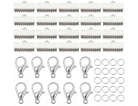 ZESTAW ZAPIĘCIA KARABIŃCZYKI KOŃCÓWKI KROKODYLKI DO BRANSOLETEK 50sz