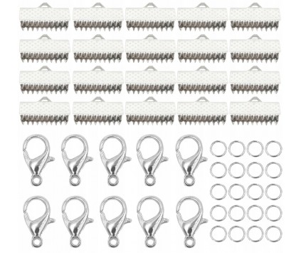 ZESTAW ZAPIĘCIA KARABIŃCZYKI KOŃCÓWKI KROKODYLKI DO BRANSOLETEK 50sz