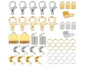ZESTAW ZAPIĘĆ KARABIŃCZYKI ZACISKI KOŃCÓWKI DO BRANSOLETEK BIŻUTERII 50sz