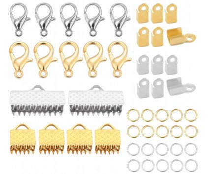 ZESTAW ZAPIĘCIA KARABIŃCZYKI ZACISKI KOŃCÓWKI DO BRANSOLETEK BIŻUTERII 52sz