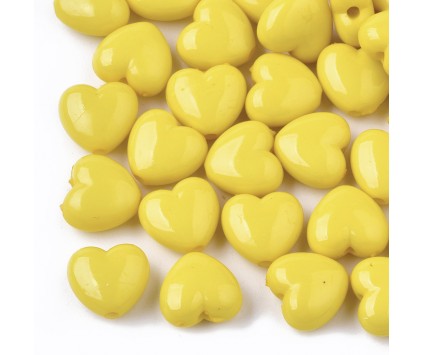 KORALIKI AKRYLOWE SERCA SERDUSZKA SERCE WALENTYNKI DZIEŃ BABCI 20szt ŻÓŁTE