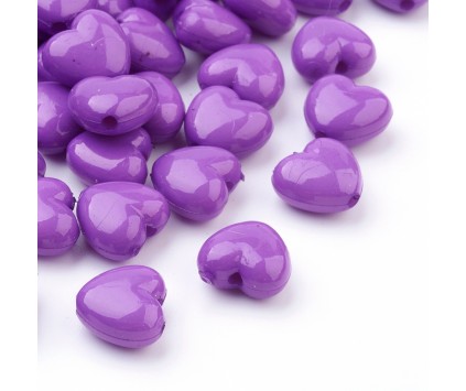 KORALIKI AKRYLOWE SERCA SERDUSZKA SERCE WALENTYNKI DZIEŃ BABCI 20szt FIOLET
