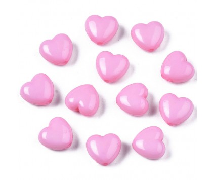 KORALIKI AKRYL SERCA SERDUSZKA SERCE WALENTYNKI DZIEŃ BABCI 20szt RÓŻ JASNY