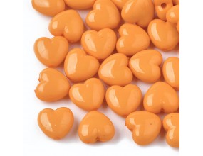 KORALIKI AKRYL SERCA SERDUSZKA SERCE WALENTYNKI DZIEŃ BABCI 20szt POMARAŃCZ
