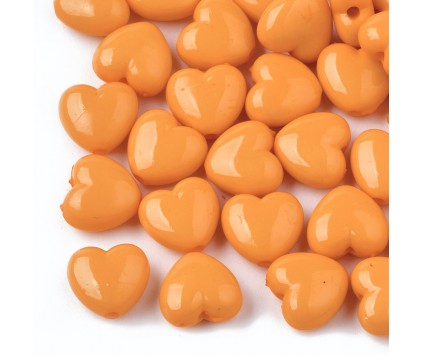 KORALIKI AKRYL SERCA SERDUSZKA SERCE WALENTYNKI DZIEŃ BABCI 20szt POMARAŃCZ