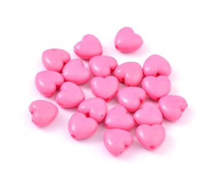 KORALIKI AKRYLOWE SERCA SERDUSZKA SERCE WALENTYNKI DZIEŃ BABCI 20szt RÓŻOWE