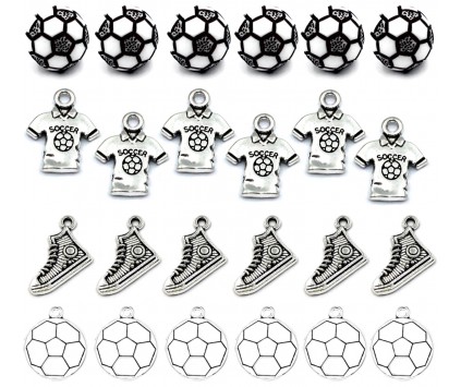 ZAWIESZKI CHARMS PIŁKARSKIE BUT KOSZULKA PIŁKA WALENTYNKI MIX 24szt