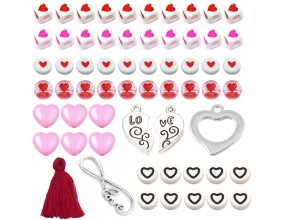 KORALIKI DO BIŻUTERII BRELOKÓW ZESTAW WALENTYNKI DZIEŃ BABCI KOBIET 61szt