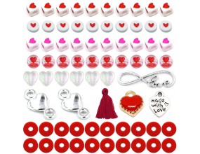 KORALIKI DO BIŻUTERII BRELOKÓW ZESTAW WALENTYNKI DZIEŃ BABCI KOBIET 72szt