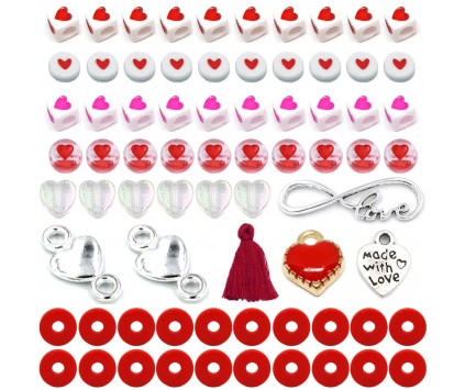 KORALIKI DO BIŻUTERII BRELOKÓW ZESTAW WALENTYNKI DZIEŃ BABCI KOBIET 72szt