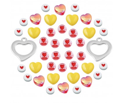 KORALIKI DO BIŻUTERII BRELOKÓW ZESTAW WALENTYNKI DZIEŃ BABCI KOBIET 42szt