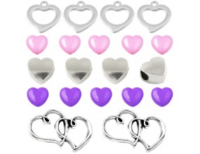 KORALIKI DO BIŻUTERII BRELOKÓW SERCA ZESTAW WALENTYNKI DZIEŃ BABCI 20szt