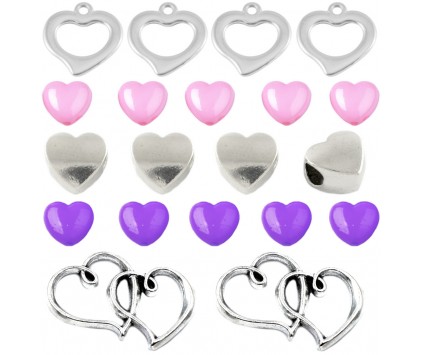 KORALIKI DO BIŻUTERII BRELOKÓW SERCA ZESTAW WALENTYNKI DZIEŃ BABCI 20szt