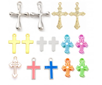ZAWIESZKI WISIORKI KRZYŻYKI KRZYŻE KRZYŻ DO RÓŻAŃCA RÓŻANIEC ZESTAW 15szt