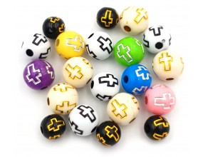 KORALIKI KULE Z KRZYŻEM KRZYŻE DO RÓZAŃCA KRZYŻYKI AKRYL 8-10mm 20szt MIX