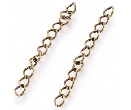 Łańcuszek Regulacyjny Przedłużka do Biżuterii 5cm 10szt Złoty Antyczny