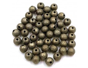 Przekładki Kuleczki Metalowe Mrożone Diamentowe 6mm 50szt Złoty Antyczny