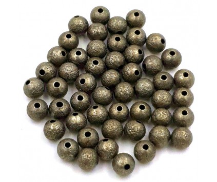 Przekładki Kuleczki Metalowe Mrożone Diamentowe 6mm 50szt Złoty Antyczny