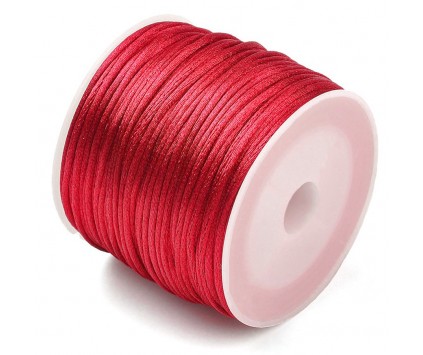 Sznurek Jubilerski Satynowy Nylonowy 1mm 30m Czerwony Szpula