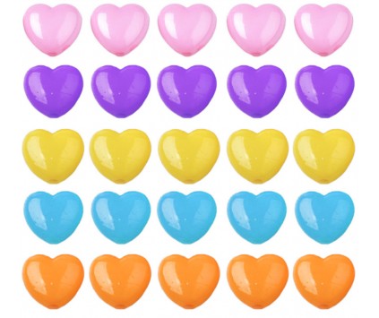 KORALIKI AKRYL SERCA SERDUSZKA SERCE WALENTYNKI DZIEŃ BABCI 25szt MIX KOLOR