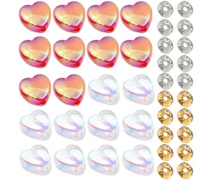 KORALIKI AKRYL SERCA SERDUSZKA CYRKONIE WALENTYNKI DZIEŃ BABCI 40szt ZESTAW