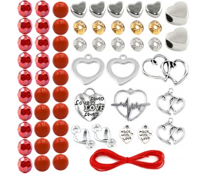 KORALIKI DO BRANSOLETEK BRELOKÓW NA WALENTYNKI DZIEŃ BABCI 62szt ZESTAW