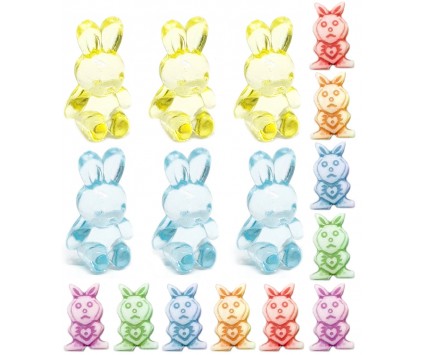 KORALIKI ZAJĄCE KRÓLICZKI ZAJĄC DO BRANSOLETEK BRELOKÓW WIELKANOC MIX 16szt