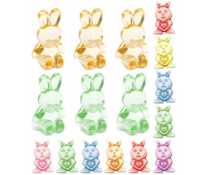 KORALIKI ZAJĄCE KRÓLICZKI DO BRANSOLETEK BRELOKÓW ŚWIĘTA WIELKANOC 16szt