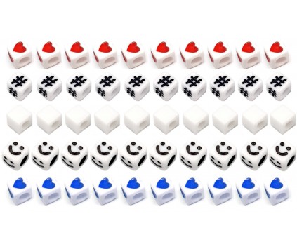 KORALIKI MODUŁOWE KOSTKI ZNAKI DO NAPISÓW BRELOKÓW WALENTYNKI SERCA 50szt