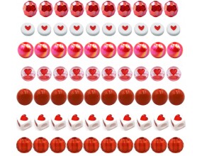 KORALIKI AKRYLOWE DO BRANSOLETEK WALENTYNKI CZERWONE SERCA DZIEŃ BABCI 70sz