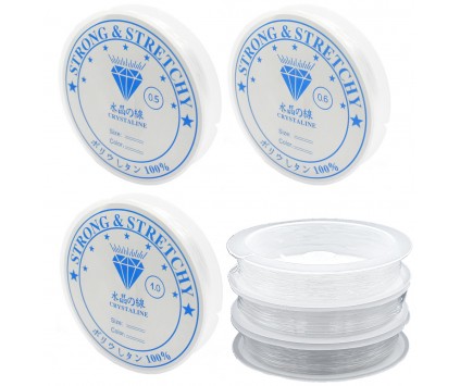 ZESTAW 3x GUMKA DO ROBIENIA BRANSOLETEK NAWLEKANIA KORALIKÓW 0,5 0,6 1,0 mm